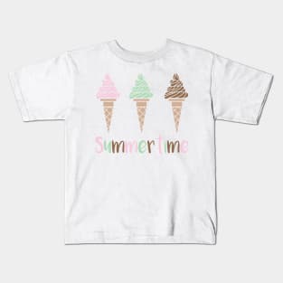 Cute Pastel Summertime Ice Cream Cones Kids T-Shirt